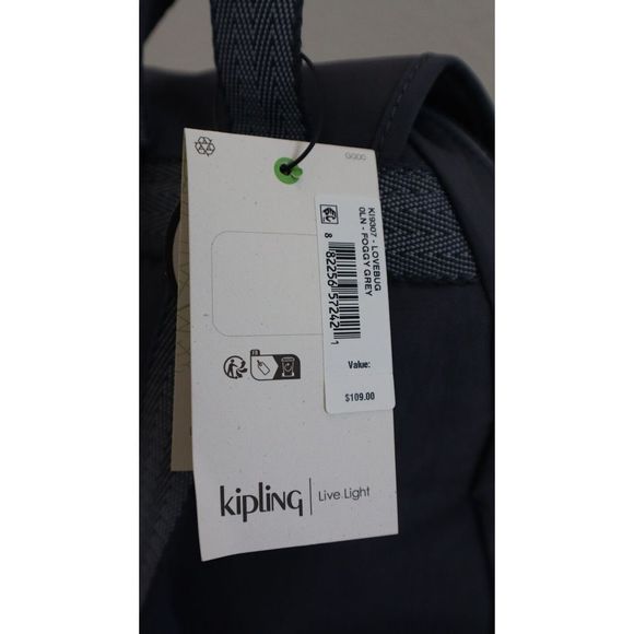 Kipling K19307 0LN Women's Sz Small Foggy Gray Lovebug Backpack $109 - Picture 8 of 13